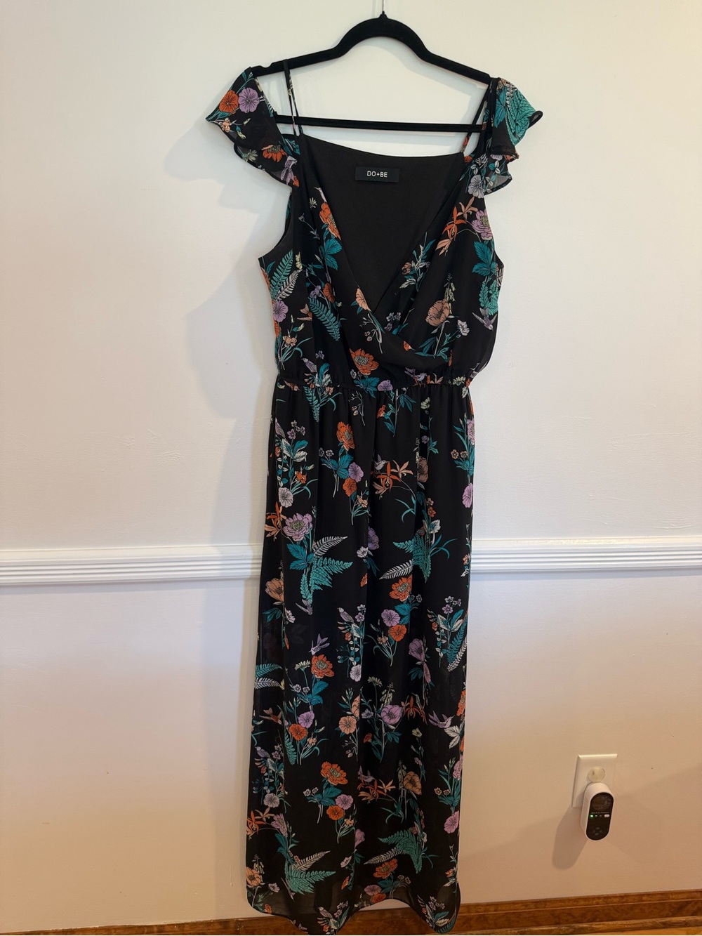 Black Floral Maxi Chiffon Dress